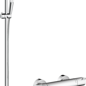 hansgrohe Crometta Brausesystem Aufputz Vario mit Ecostat 1001 CL Thermostat und Brausestange 90 cm